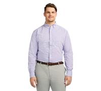 IZOD Men's Big and Tall Performance Comfort Long Sleeve Plaid Button Down, Viola