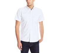 IZOD Uniform Young Herren-Oxford-Hemd, kurzärmelig, Weiss/opulenter Garten, 34-35