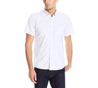 Izod Uniform Young Herren-Oxford-Hemd, kurzärmelig, Weiss/opulenter Garten, Mittel