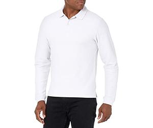 IZOD, Uniform,Young, Herren-Poloshirt, langärmelig, Piqué, Weiss/opulenter Garten, 38-39