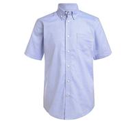 IZOD Uniform Young Men's Short Sleeve Button-Down Oxford Shirt, Light Blue, Large (38/39)