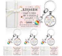 iZoeL 3 STK Schutzengel Schlüsselanhänger mit Anhänger Dankeschön Geschenk abschiedsgeschenk Erzieherin Lehrerin Kindergarten Tagesmutter Lehrer Engel Glücksbringer mit Grußkarte Geschenkbox