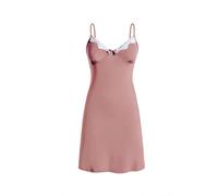 IZURIA Spaghettikleid mit Kragen, V-Ausschnitt aus weißem Spitzenstoff, pink, Größe L