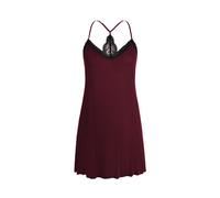 IZURIA Spaghettikleid mit schmalem Spitzenkragen und breitem Rückenteil aus Spitze, V-Ausschnitt, weinrot, Größe XL