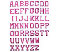 J.CARP 52Pcs Pink Alphabet A to Z Patches, Iron on Sew on Letters for Clothing, Hats, Shoes, Backpacks, Handbags, Jeans, Jackets etc.
