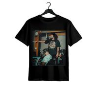 J. Cole inspired pattern T-shirt - hip-hop rap , cotton blend, crew neck, short sleeves - suitable for casual wear and outdoor activities