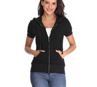 J.Corrine Damen Hoodie Kapuzenpullover Mit Tasche Kurzarm Baumwolle T-Shirts Sommer Oberteile Mit Pullover Sweatshirt Tops Lässig Einfarbig Tshirts Oberteil