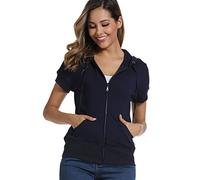 J.Corrine Damen Hoodie Kapuzenpullover Mit Tasche Kurzarm Baumwolle T-Shirts Sommer Oberteile Mit Pullover Sweatshirt Tops Lässig Einfarbig Tshirts Oberteil