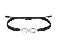 J.Endéar Infinity Armband Silber 925 für Damen Mädchen, Handgefertigte Geflochtene Filigrane Kordel Verstellbares Armband, Unendlichkeitszeichen Schmuck Geschenk, Schwarz