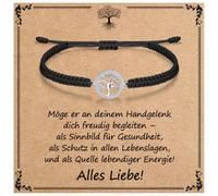 J.Endéar Lebensbaum Armband für Damen Mädchen Geschenk mit Segenskarte | 925 Sterling Silber, Cubic Zirkonia & Geflochtene Kordel | Geburtstagsgeschenk für Freunde und Familie, Motivationsgeschenk