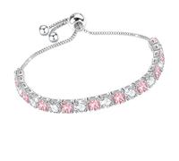 J.Fée Silber-Armbänder für Damen, 925er Tennisarmband, verstellbares Armband mit 4 mm weißen, grünen, violetten, rosafarbenen Opal-Kristallen, Damenschmuck, Geburtstag, Mutter, Geschenk für sie, mit