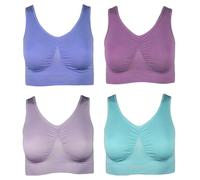 J-line 4er Damen Komfort Bustier Schlaf BH ohne Bügel nahtlos Soft Bra Bralette; Farbe: Flieder; Größe: L