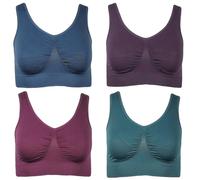 J-line 4er Damen Komfort Bustier Schlaf BH ohne Bügel nahtlos Soft Bra Bralette, Größe:XL, Farbe:Grün