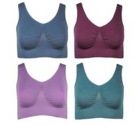 J-line 4er Damen Komfort Bustier Schlaf BH ohne Bügel nahtlos Soft Bra Bralette, Größe:XL, Farbe:Petrol