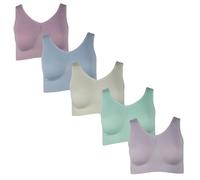 J-line 5er Damen Komfort Bustier Schlaf BH ohne Bügel nahtlos Soft Bra Bralette, Mauve M