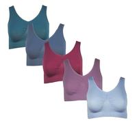 J-Line 5er Pack Damen Komfort BH Seamless Bustier Top Shirt BH Komfortträger, Hellblau XL