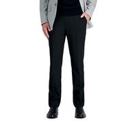 J.M. Haggar Men's Sharkskin Superflex Waist Straight Fit Dress Pant, Black Onyx, 32W x 30L