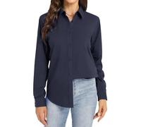 J.VER Business Bluse Damen Bügelfrei Comfort Fit Baumwolle Stretch Blouse Regular Damenbluse Für Meeting Navy Blau