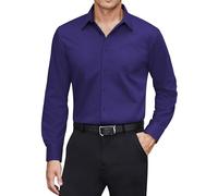 J.VER Faltenfrei Langarmshirt Formales Anzug Stretchhemd Pure Freizeithemd Freund Mordern Businesshemd,Violett,L