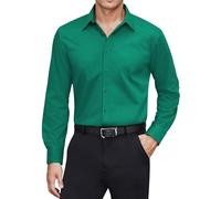 J.VER Faltenfrei Langarmshirt Formales Anzug Stretchhemd Pure Freizeithemd Freund Mordern Businesshemd,Grass Grün,XL