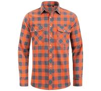 J.VER Herren Hemd Kariertes Trachtenhemd Männer Freizeithemd Baumwolle Regular Fit Wanderhemd mit Brusttasche,Orange Grau,3XL