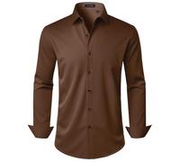J.VER Men's Dress Shirts Stretch Long Sleeve Formal Shirt Solid Business Casual Button Down Shirts for Wedding Prom