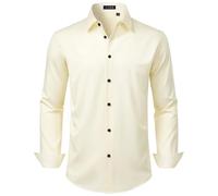 J.VER Men's Dress Shirts Stretch Long Sleeve Formal Shirt Solid Business Casual Button Down Shirts for Wedding Prom