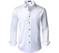 J.VER Men's Dress Shirts Stretch Long Sleeve Formal Shirt Solid Business Casual Button Down Shirts for Wedding Prom