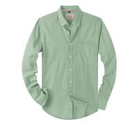 J.VER Oxford Herren Hemd Bügelfrei Regular Fit HerrenHemden Langarm Casual Oberhemd aus Baumwolle Button Down Hemden Faltenfrei Freizeithemd mit Tasche,Bohne Grün,XXL