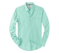 J.VER Oxford Herren Hemd Bügelfrei Regular Fit HerrenHemden Langarm Casual Oberhemd aus Baumwolle Button Down Hemden Faltenfrei Freizeithemd mit Tasche,Grün,M
