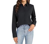 J.VER Schwarze Bluse Damen Langarmshirt Einfarbig Tops Kragen Baumwolle Oberteile Knitterfreies Damen Hemdbluse Mode Für Damenblusen All Schwarz