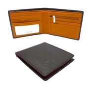 J. Wilson London Herren-Geldbörse aus echtem Leder, RFID-blockierend, mit Münzfach mit Reißverschluss, in Geschenkbox, schwarz / orange, M, Zeitgenössisch