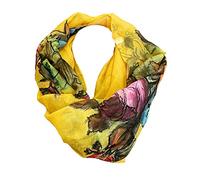 J26 Blumen Loop Seide Sommer Frühling Farbverlauf Regenbogen Silk Uni Rundschal Schlauchschal Stola Schal leicht (Gelb), 160 x 48cm