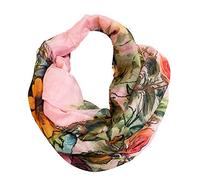 J26 Blumen Loop Seide Sommer Frühling Farbverlauf Regenbogen Silk Uni Rundschal Schlauchschal Stola Schal leicht (Rosa)