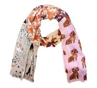 J26 Dackel Hund Dog Love Seide Schal Frühling Sommer Halstuch Tuch Fashion Silk Liebe Design Übergangsschal (Khaki Rosa)