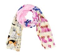 J26 Dackel Hund Dog Love Seide Schal Frühling Sommer Halstuch Tuch Fashion Silk Liebe Design Übergangsschal (Beige Rosa)