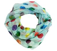 J26 Dots Punkte Seide Sommer Kreis Loop Farbverlauf Silk Uni Rundschal Schlauchschal Stola Schal leicht (Dots Mint)