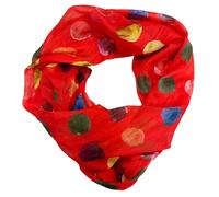 J26 Dots Punkte Seide Sommer Kreis Loop Farbverlauf Silk Uni Rundschal Schlauchschal Stola Schal leicht (Dots Rot)