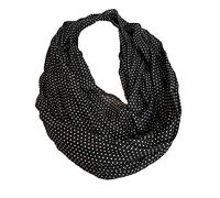 J26 Dots Punkte Seide Sommer Loop Farbverlauf Silk Uni Rundschal Schlauchschal Stola Schal leicht (Schwarz)