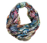 J26 Farbverlauf Blumen Marmor Seide Sommer Loop Verlauf Stripes Regenbogen Rainbow Silk Uni Rundschal Schlauchschal Stola Schal leicht (B Braun)