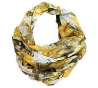 J26 Katze Fisch Cartoon Seide Sommer Loop Kätzchen Silk Stripes Regenbogen Rundschal (Gelb Glitzer)