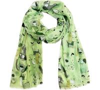 J26 Leichte Sommer Seide Tuch mit Katze Hunde Motiv XL Schal Silk Seidenschal Seindentuch Cat Dog Halstuch Hochwertig Glitzer (Glitzer Hunde Grün)