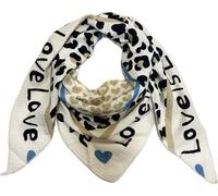 J26 Love Herz Leopard Dreieck Schal aus 100% Baumwolle Frühling Unisex Uni Fashion Stola Tuch Übergangszeit Italy Sommer Strickschal Strick Tuch Heart Leo (Beige)