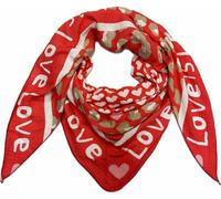 J26 Love Herz Leopard Dreieck Schal aus 100% Baumwolle Frühling Unisex Uni Fashion Stola Tuch Übergangszeit Italy Sommer Strickschal Strick Tuch Heart Leo Happy (Love Rot)
