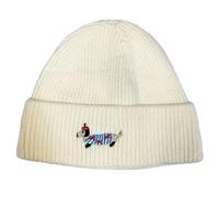 J26 Wintermütze Strickmütze mit Herz Leopard Symbol Winter Hut Mütze Unisex Beanie Viskose (DE/NL/SE/PL, Alphanumerisch, Einheitsgröße, Hund Weiß)