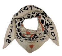J26 XXL Dreieck Schal Love Leopard Winter Unisex Dreieck Strickschal Leo Schal Wolle Stola Tuch Stickschal (Beige Orange)