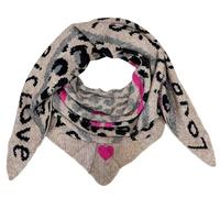 J26 XXL Dreieck Schal Love Leopard Winter Unisex Dreieck Strickschal Leo Schal Wolle Stola Tuch Stickschal (Beige Pink)