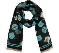 J26 XXL Herbst Bärchen Katzen Schal Baumwolle Winter Schal Stola Tuch Übergangsschal (Bär Mint)