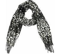 J26 XXL Leopard Farbverlauf Herbst Winter Schal Stola Tuch Übergangsschal Baumwolle mit Fransen Leo (Schwarz)