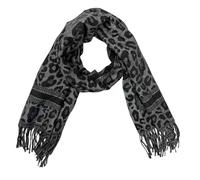 J26 XXL Leopard Farbverlauf Herbst Winter Schal Stola Tuch Übergangsschal Baumwolle mit Fransen Leo (V3 Schwarz)